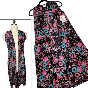 LuLaRoe Joy Vest Rose XS NEW Black Pink Blue Yellow Brown Longline Duster Open